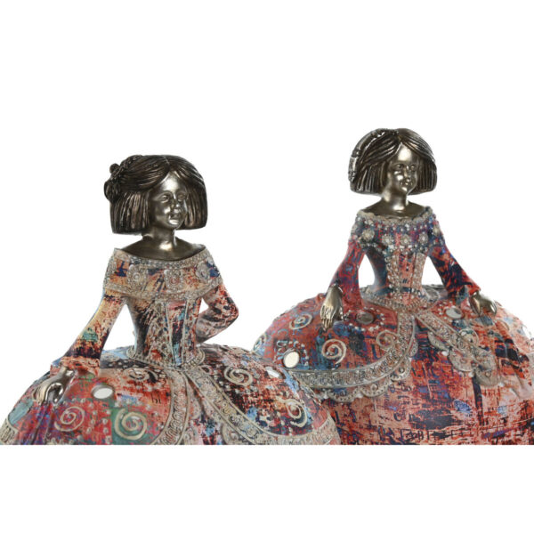 Decorative Figure Home ESPRIT Multicolour Resin Mirror Lady 17 x 12 x 21,5 cm (2 Units) - Image 2