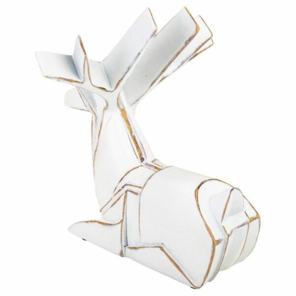 Decorative Figure Alexandra House Living White Polyresin Deer 24 x 27 x 26 cm - Image 5