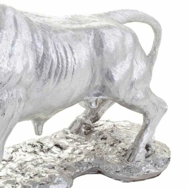 Decorative Figure Alexandra House Living Silver Polyresin Bull 17 x 32 x 43 cm - Image 5