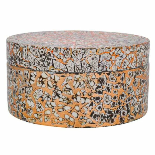 Decorative box Alexandra House Living Golden Ceramic MDF Wood 20 x 10 x 20 cm - Image 4