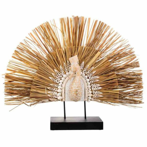 Decorative Figure Alexandra House Living Black Natural Wood Iron Marine algae Peacock 53 x 12 x 64 cm - Image 3