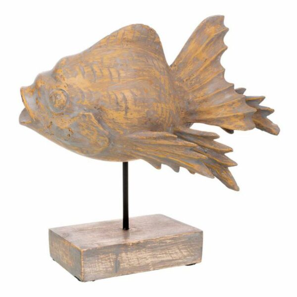 Decorative Figure Alexandra House Living Grey Dark brown Wood Iron Fish 31 x 24 x 30 cm - Image 5