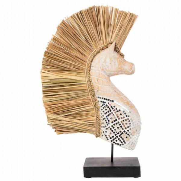 Decorative Figure Alexandra House Living Black Natural Wood Glass Marine algae Horse 52 x 10 x 30 cm - Image 2