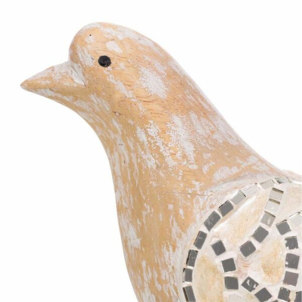 Decorative Figure Alexandra House Living White Natural Wood Glass Bird 26 x 12 x 30 cm - Image 4