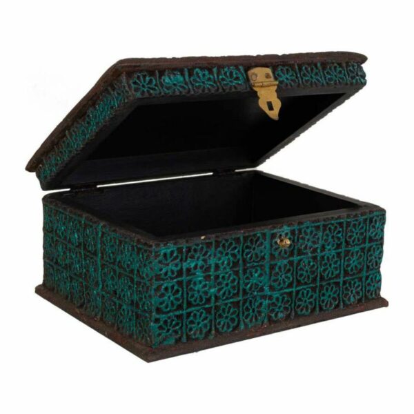 Jewelry box Alexandra House Living Turquoise Paint Mango wood Synthetic resin MDF Wood 19 x 11 x 25 cm - Image 4