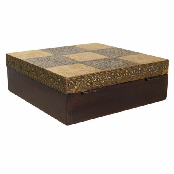 Jewelry box Alexandra House Living Dark brown Brass Mango wood MDF Wood 20 x 7 x 20 cm - Image 5