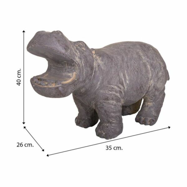 Decorative Figure Alexandra House Living Grey Magnesium Hippopotamus 26 x 40 x 35 cm - Image 7