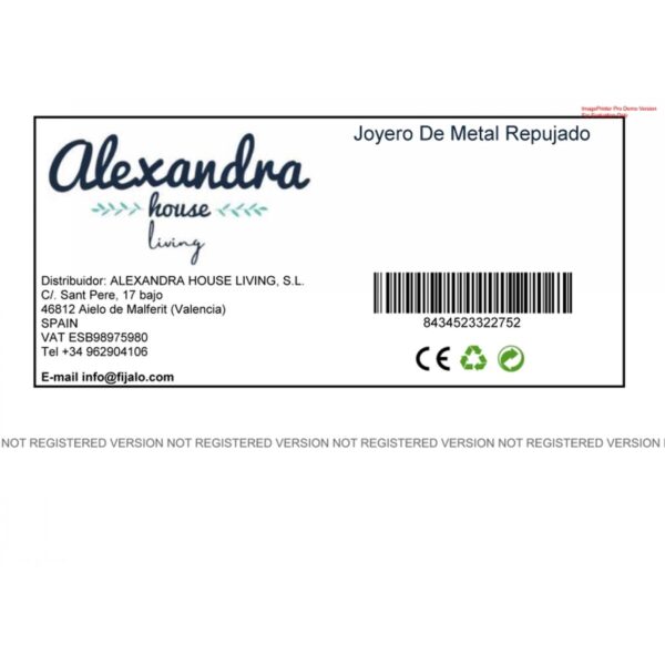 Jewelry box Alexandra House Living Golden Aluminium MDF Wood 20 x 7 x 27 cm - Image 2