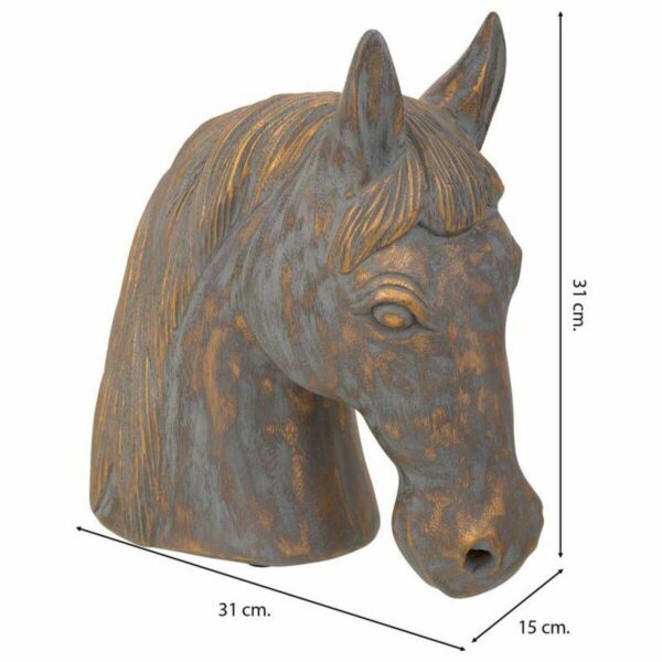 Decorative Figure Alexandra House Living Grey Golden Polyresin Horse 15 x 31 x 31 cm - Image 3
