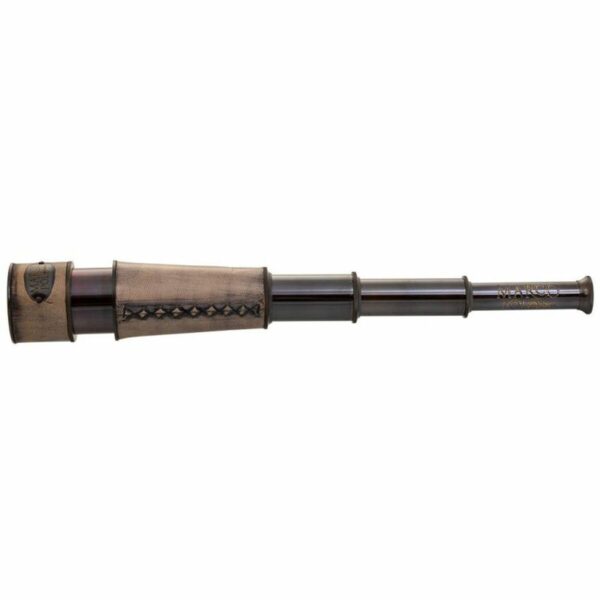 Decorative Figure Alexandra House Living Brown Leather Glass Brass Telescope 8 x 8 x 40 cm - Image 3