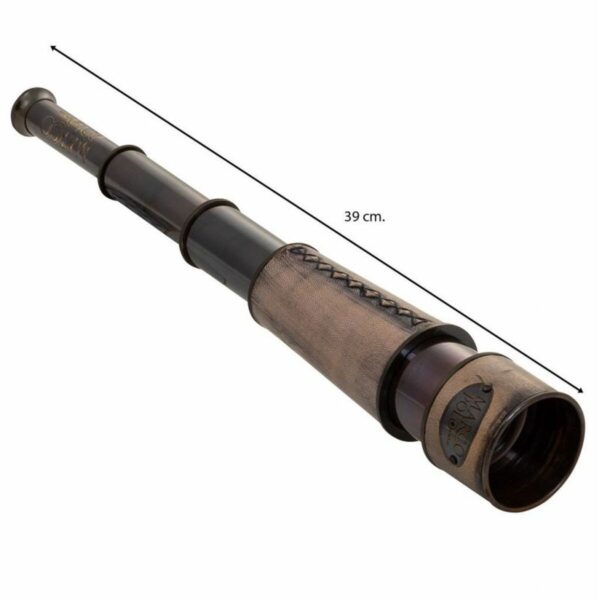 Decorative Figure Alexandra House Living Brown Leather Glass Brass Telescope 8 x 8 x 40 cm - Image 4