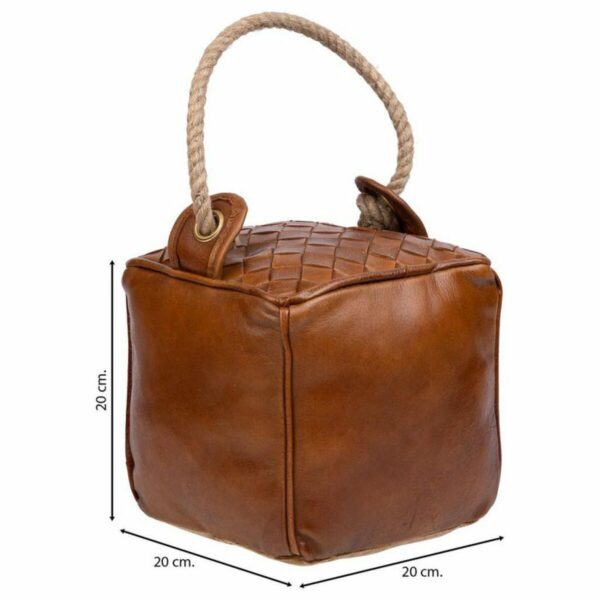 Doorstop Alexandra House Living Cotton Leather 20 x 20 x 20 cm Brown - Image 3
