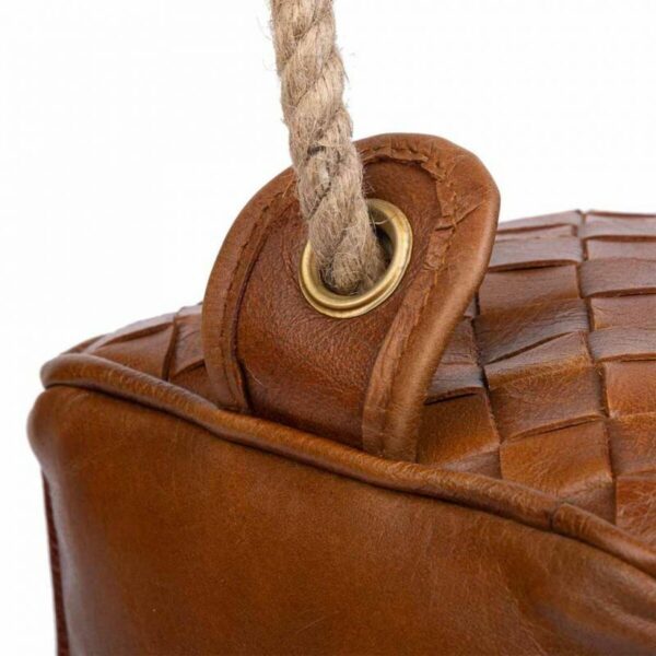 Doorstop Alexandra House Living Cotton Leather 20 x 20 x 20 cm Brown - Image 4