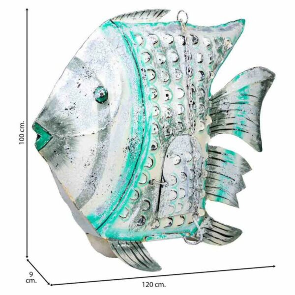 Decorative Figure Alexandra House Living White Green Mango wood Fish 15 x 65 x 80 cm - Image 4