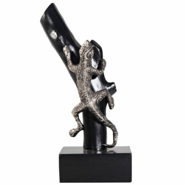 Decorative Figure Alexandra House Living Black Silver Metal Mango wood Lizard 17 x 32 x 13 cm - Image 3
