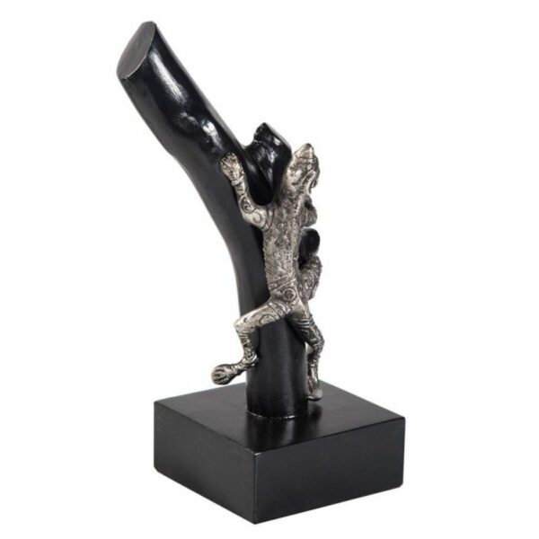 Decorative Figure Alexandra House Living Black Silver Metal Mango wood Lizard 17 x 32 x 13 cm - Image 5
