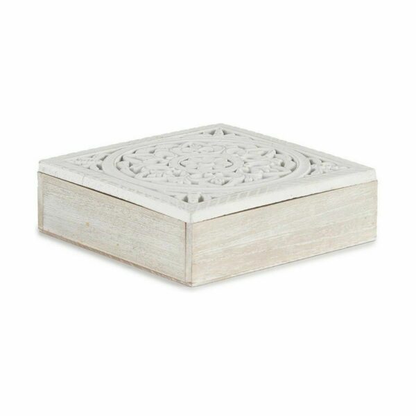 Decorative box White Wood 22 x 7,5 x 22 cm (4 Units) - Image 2