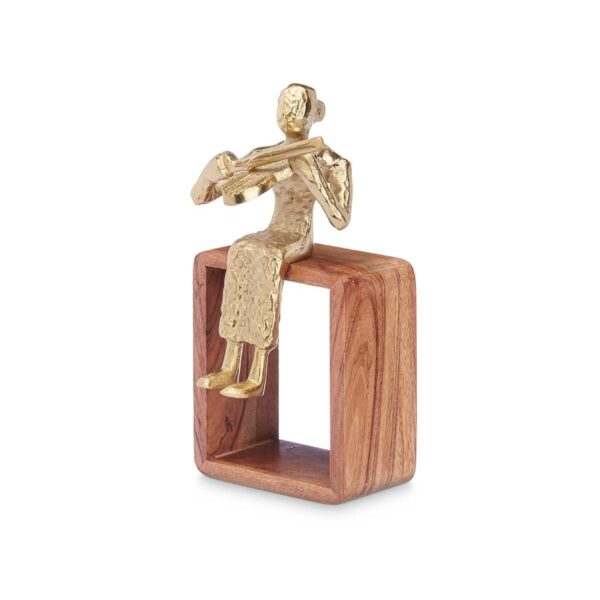 Decorative Figure Violin Golden Wood Metal 13 x 27 x 13 cm - Image 2