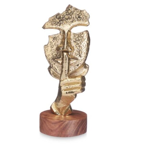 Decorative Figure Face Golden Wood Metal 12 x 29 x 11 cm - Image 2