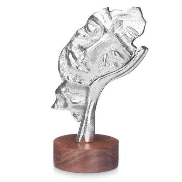 Decorative Figure Face Silver Wood Metal 16,5 x 26,5 x 11 cm - Image 2