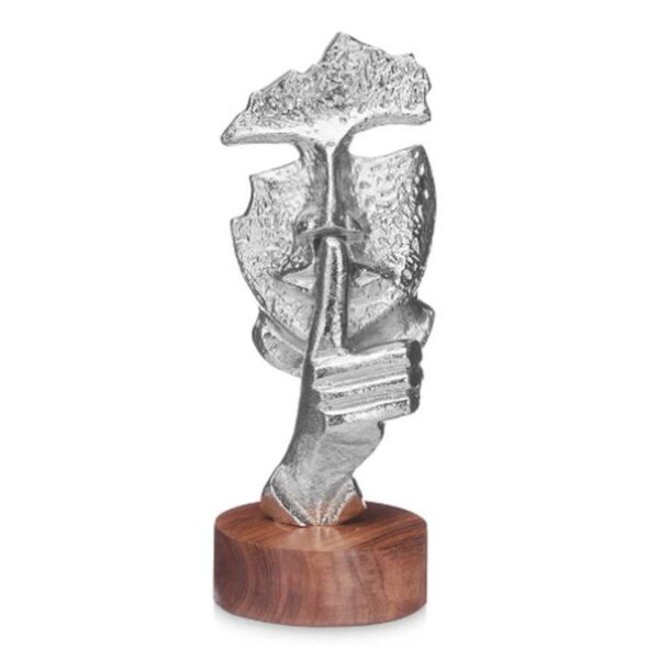 Decorative Figure Face Silver Wood Metal 12 x 29 x 11 cm - Image 2