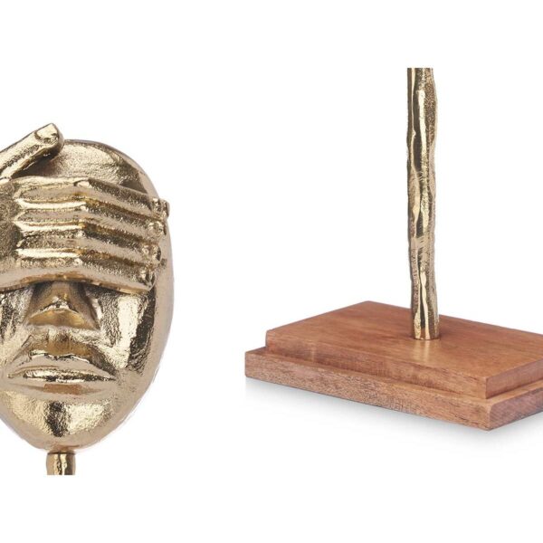Decorative Figure Face Golden Wood Metal 16 x 34 x 10 cm - Image 3