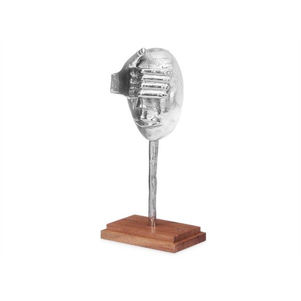 Decorative Figure Face Silver Wood Metal 17 x 33,5 x 10 cm - Image 2