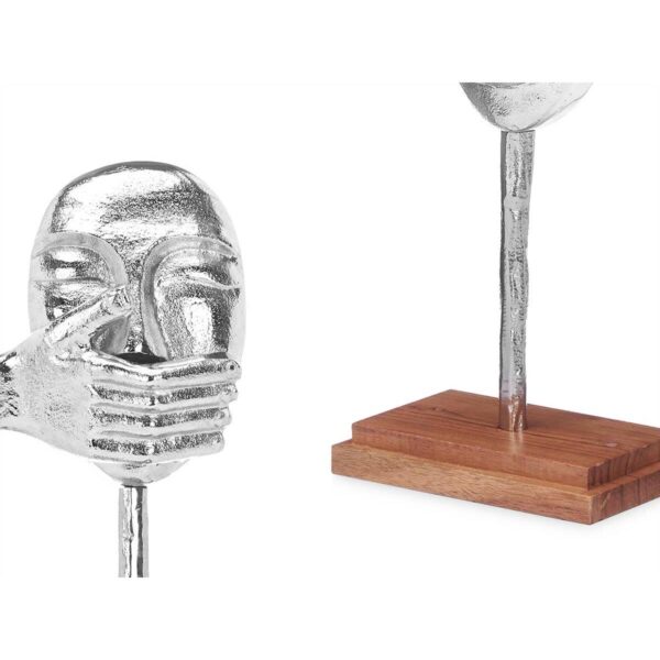 Decorative Figure Face Silver Wood Metal 17 x 33,5 x 10 cm - Image 3