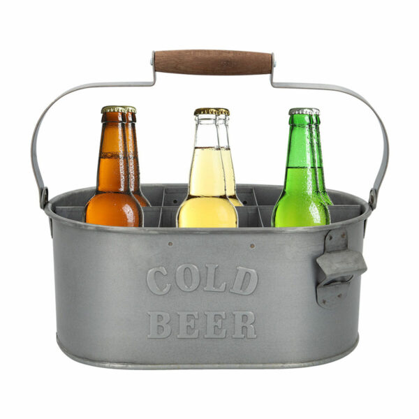 Decorative basket Aktive Galvanised Steel 35,5 x 16 x 19,5 cm Bottle rack (6 Units) - Image 2