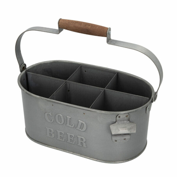 Decorative basket Aktive Galvanised Steel 35,5 x 16 x 19,5 cm Bottle rack (6 Units) - Image 3