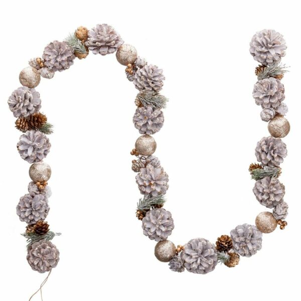 Christmas garland White Golden Plastic Foam Pineapples 150 cm - Image 4