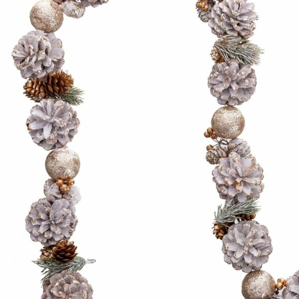 Christmas garland White Golden Plastic Foam Pineapples 150 cm - Image 3