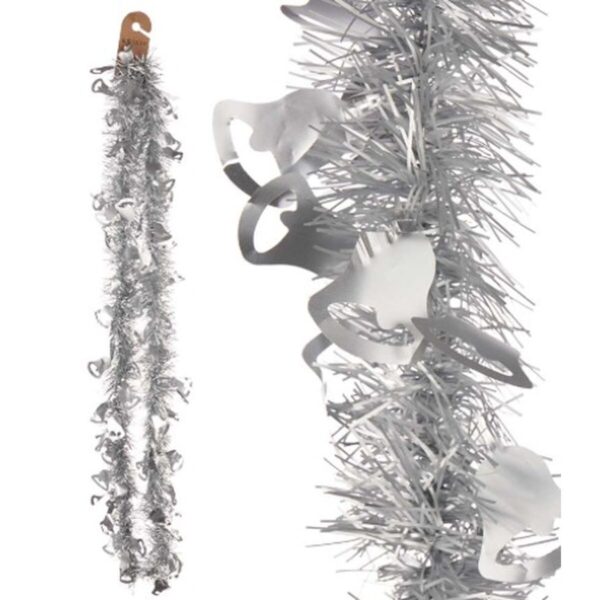 Christmas garland Tinsel Hoods Silver Plastic 12 x 12 x 200 cm (36 Units) - Image 2