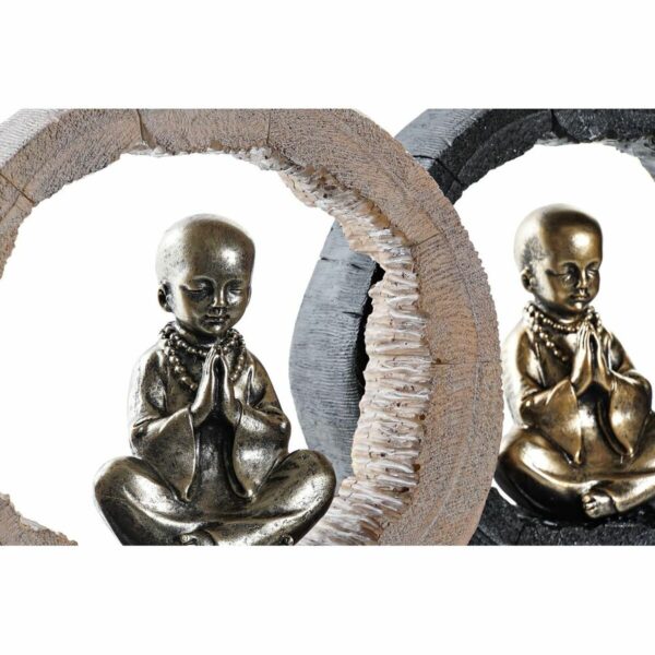 Decorative Figure DKD Home Decor Black Golden Monk Oriental 20,8 x 6,5 x 18,5 cm (2 Units) - Image 2