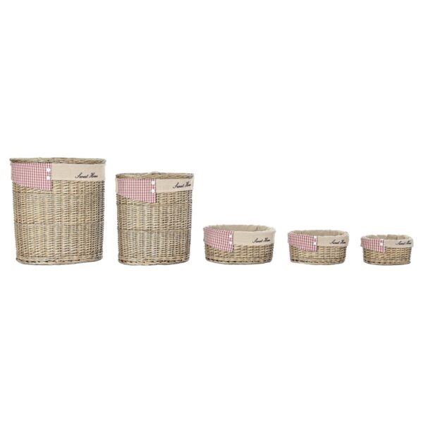 Set of Baskets DKD Home Decor Red Beige Natural wicker Cottage 51 x 37 x 56 cm (5 Pieces) (5 Units) - Image 2