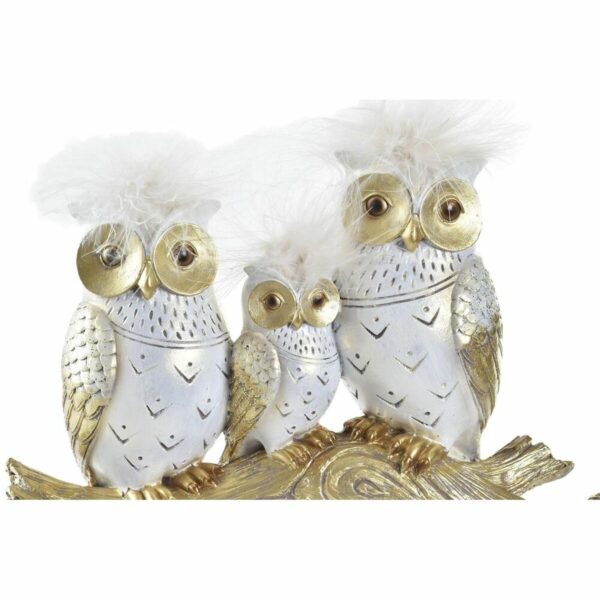 Decorative Figure DKD Home Decor Trunk 24 x 9 x 26 cm Owls Black Golden White - Image 2