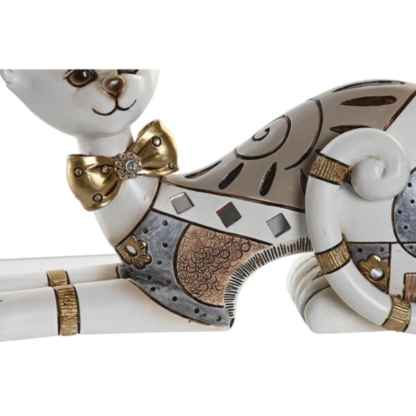 Decorative Figure DKD Home Decor White Golden Cat 22,5 x 8 x 15 cm (2 Units) - Image 2