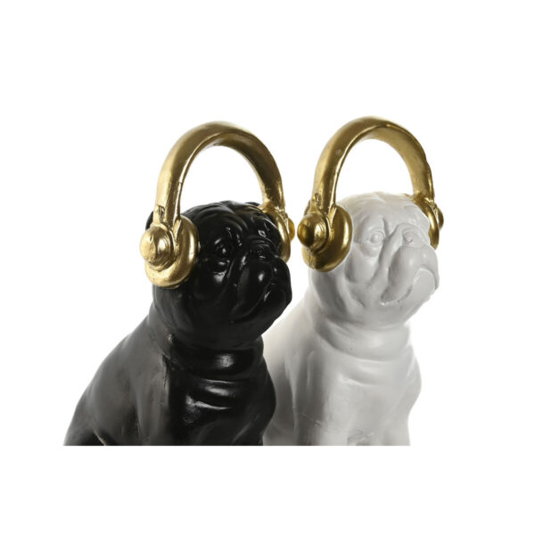 Decorative Figure Home ESPRIT White Black Golden Dog 12 x 18 x 30 cm (2 Units) - Image 3