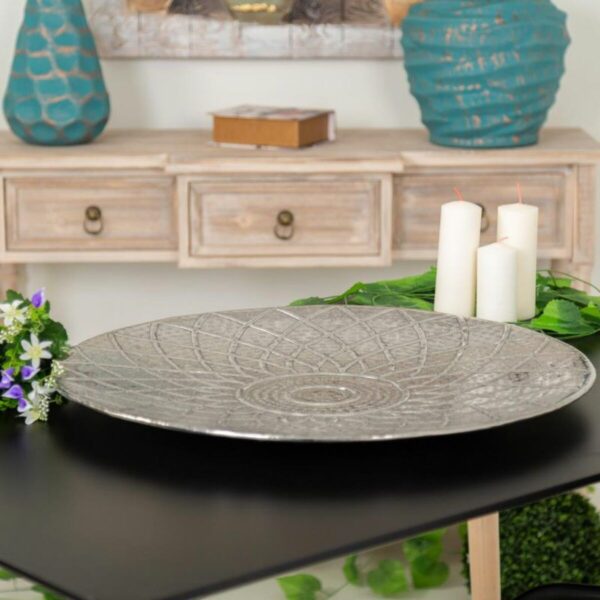 Decorative Plate Alexandra House Living Silver nickel 61 x 2 x 61 cm - Image 3