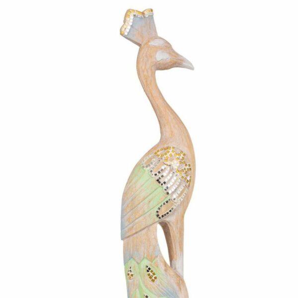 Decorative Figure Alexandra House Living Jute Wood Glass Peacock 106 x 15 x 22 cm - Image 3