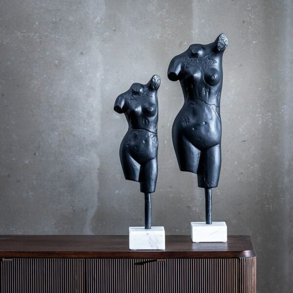 Decorative Figure White Black Aluminium Marble 16 x 10 x 62 cm - Image 2