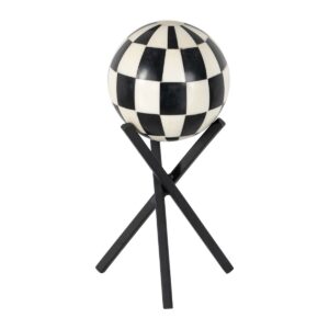 Decorative Figure White Black Resin Iron 12 x 12 x 21 cm