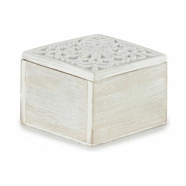 Decorative box White Wood 11,5 x 8 x 11,5 cm (6 Units) - Image 2