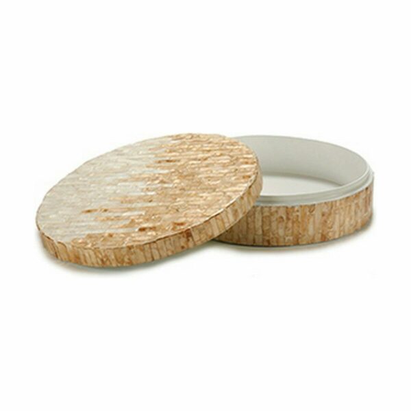 Decorative box White Beige Mother of pearl Particleboard 25 x 8 x 25 cm (4 Units) - Image 3