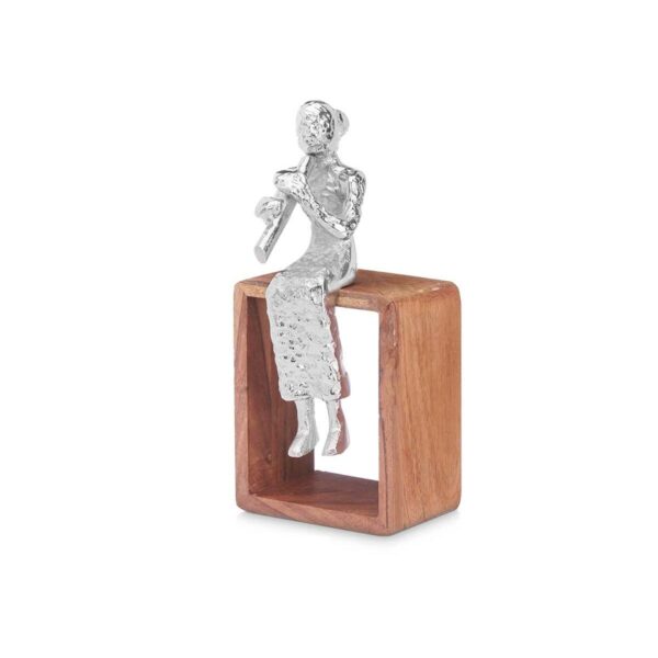 Decorative Figure Recorder Silver Wood Metal 13 x 27 x 13 cm - Image 2