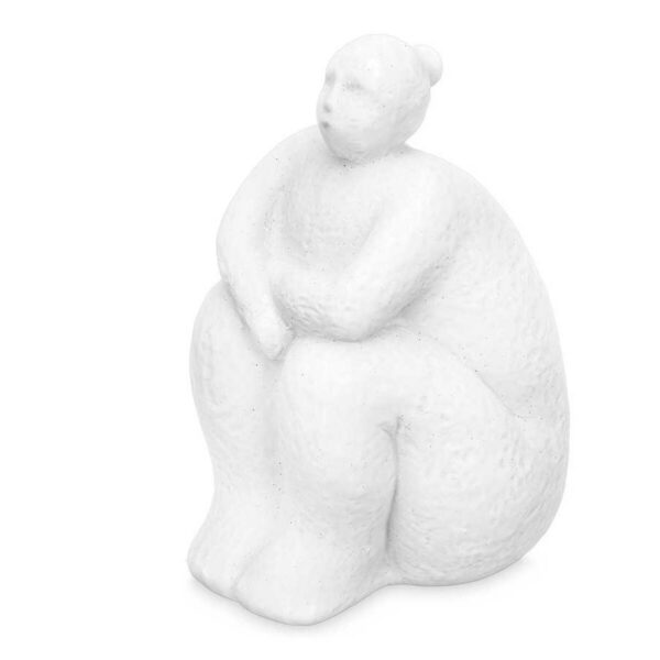 Decorative Figure White Dolomite 18 x 30 x 19 cm (4 Units) Lady Sitting - Image 2